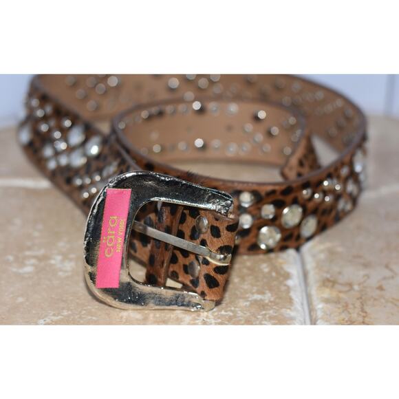 CARA New York Leather Belt Calf Hair Rhinestone Embellishments Western Buckle main image 4